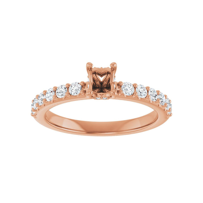 14K Rose Gold 6x 4 mm Oval 3/8 CTW Lab-Grown Diamond Semi-Set Engagement Ring