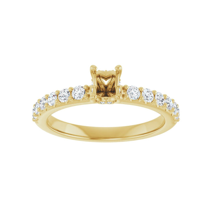 14K Yellow Gold 6x 4 mm Oval 3/8 CTW Lab-Grown Diamond Semi-Set Engagement Ring