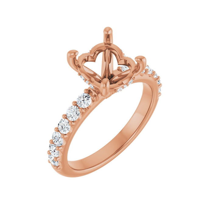 14K Rose Gold 10x 8 mm Oval 5/8 CTW Lab-Grown Diamond Semi-Set Engagement Ring