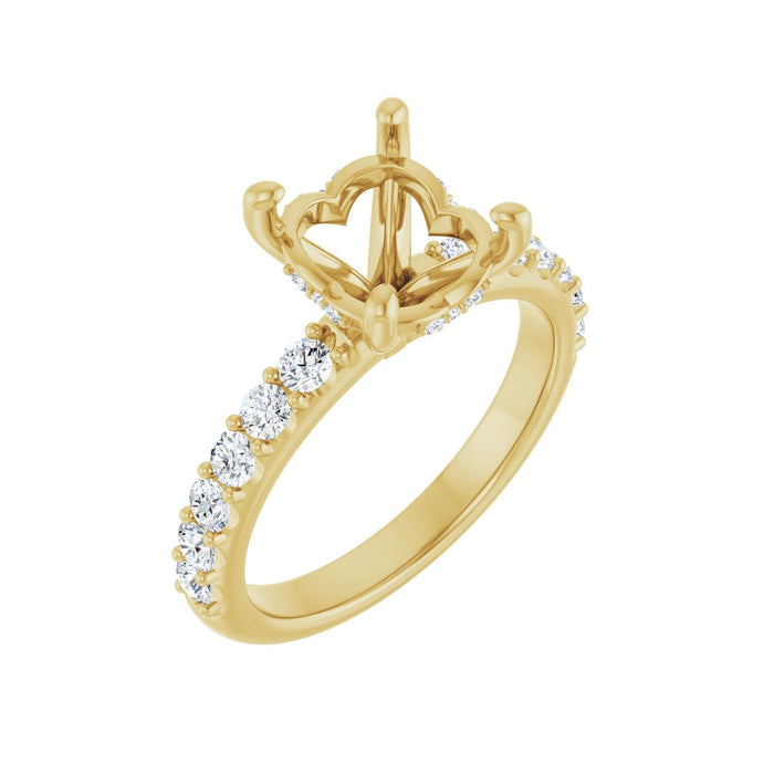 14K Yellow Gold 10x 8 mm Oval 5/8 CTW Lab-Grown Diamond Semi-Set Engagement Ring