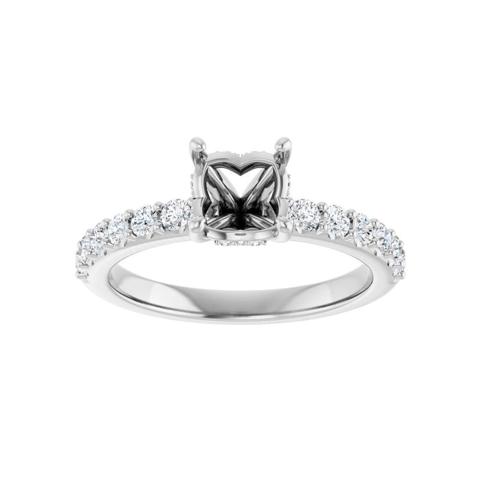 Platinum 6x6 mm Cushion 3/8 CTW Lab-Grown Diamond Semi-Set Engagement Ring
