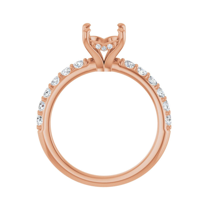 14K Rose Gold 9x 7 mm Oval 1/2 CTW Lab-Grown Diamond Semi-Set Engagement Ring