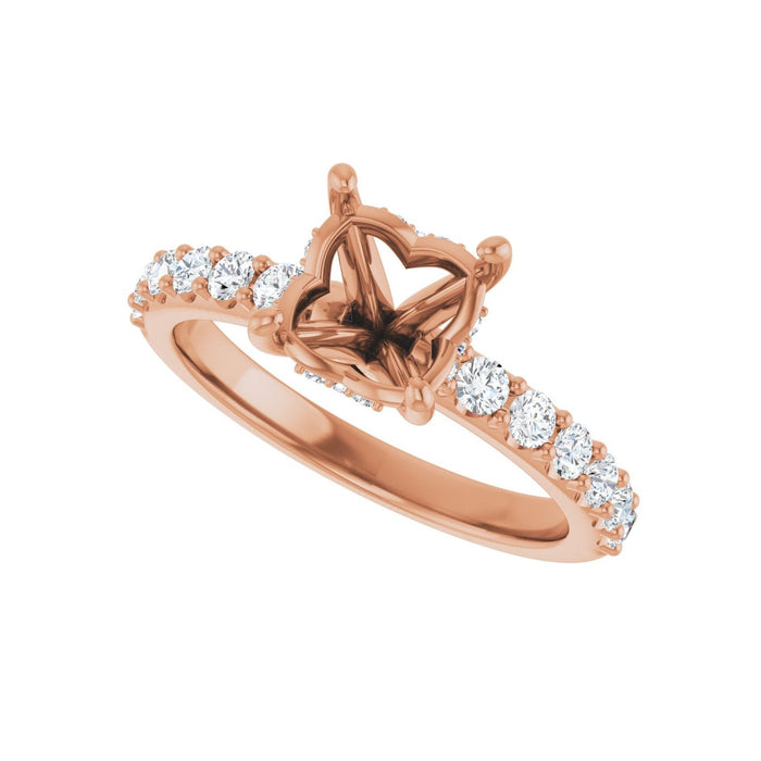 14K Rose Gold 7x7 mm Cushion 1/2 CTW Lab-Grown Diamond Semi-Set Engagement Ring