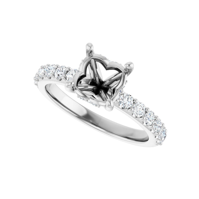 14K White Gold 7x7 mm Cushion 1/2 CTW Lab-Grown Diamond Semi-Set Engagement Ring
