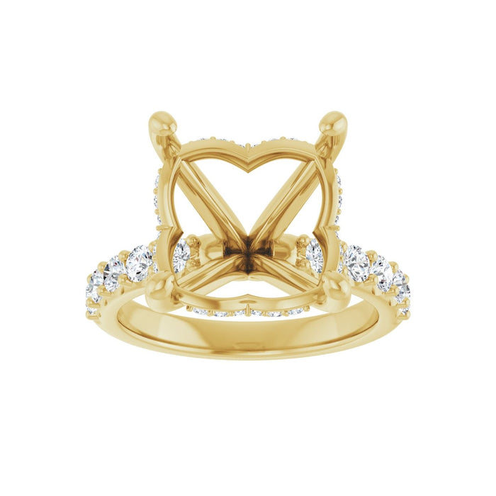 14K Yellow Gold 12x 12 mm Cushion 5/8 CTW Lab-Grown Diamond Semi-Set Engagement Ring