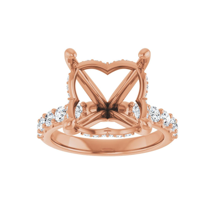 14K Rose Gold 12x 12 mm Cushion 5/8 CTW Lab-Grown Diamond Semi-Set Engagement Ring