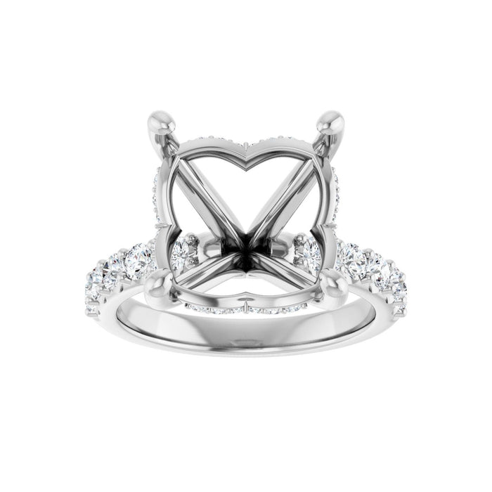 Platinum 12x 12 mm Cushion 5/8 CTW Lab-Grown Diamond Semi-Set Engagement Ring