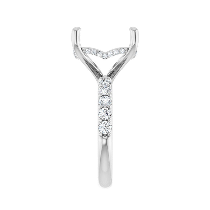 Platinum 13x 13 mm Cushion 5/8 CTW Lab-Grown Diamond Semi-Set Engagement Ring