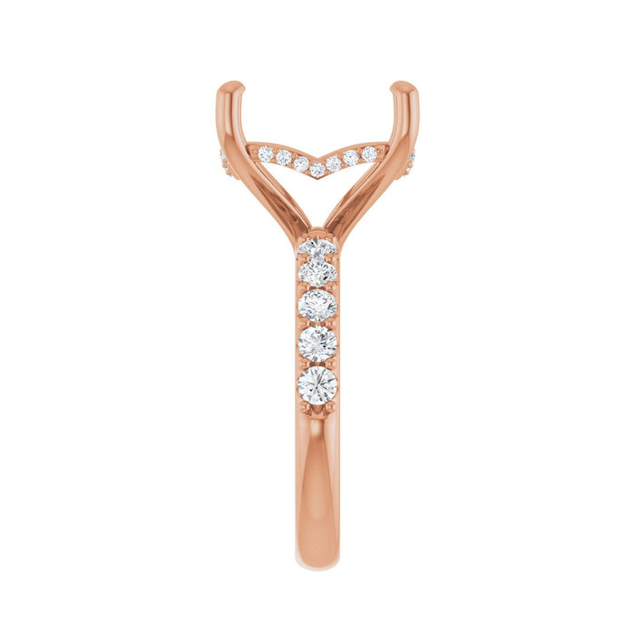 14K Rose Gold 13x 13 mm Cushion 5/8 CTW Lab-Grown Diamond Semi-Set Engagement Ring