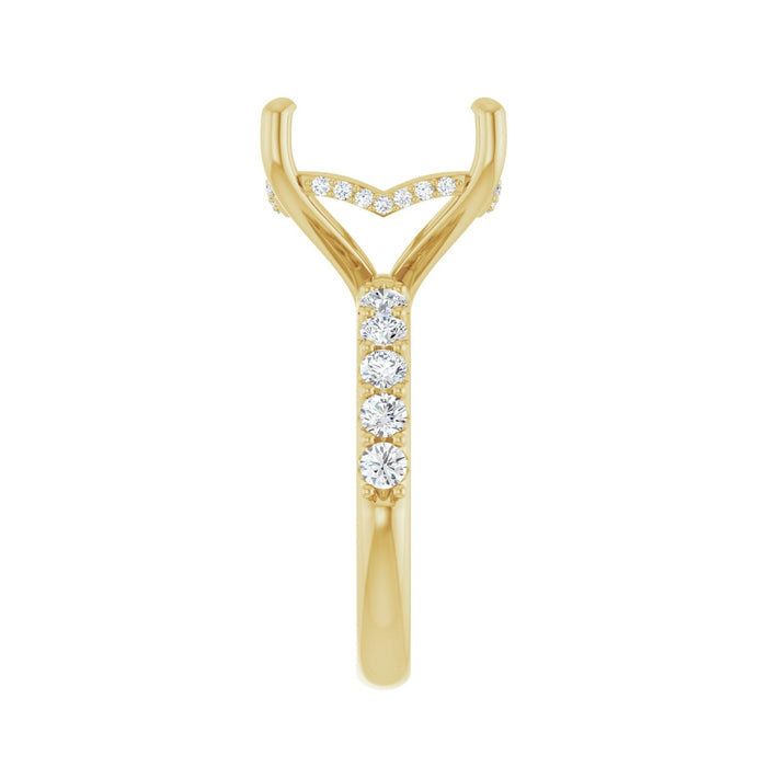 14K Yellow Gold 13x 13 mm Cushion 5/8 CTW Lab-Grown Diamond Semi-Set Engagement Ring