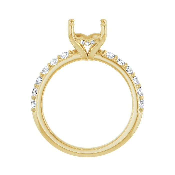 14K Yellow Gold 7x 7 mm Asscher 1/2 CTW Lab-Grown Diamond Semi-Set Engagement Ring
