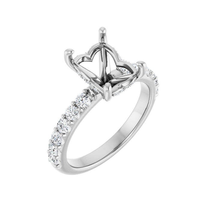 Platinum 9x7 mm Emerald 1/2 CTW Lab-Grown Diamond Semi-Set Engagement Ring