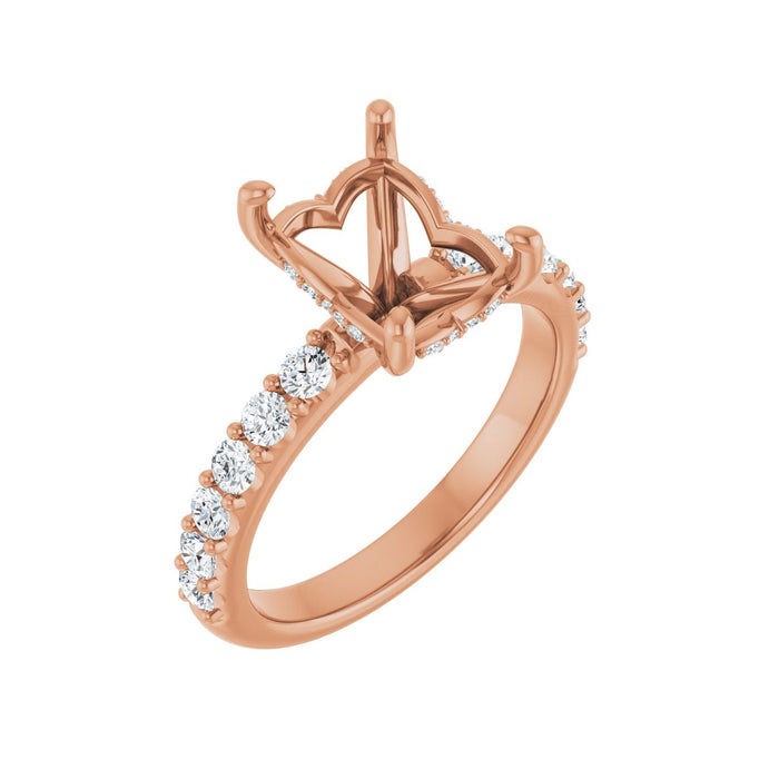 14K Rose Gold 9x7 mm Emerald 1/2 CTW Lab-Grown Diamond Semi-Set Engagement Ring