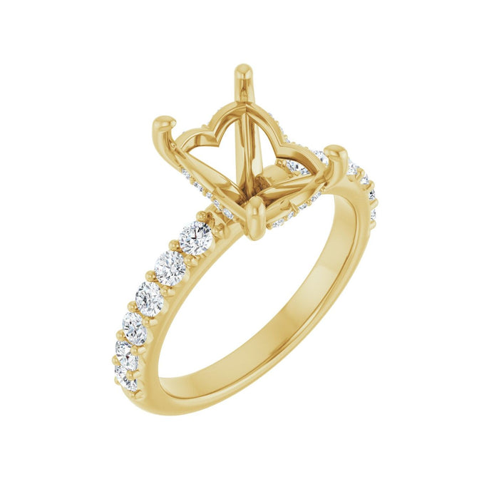 14K Yellow Gold 9x7 mm Emerald 1/2 CTW Lab-Grown Diamond Semi-Set Engagement Ring