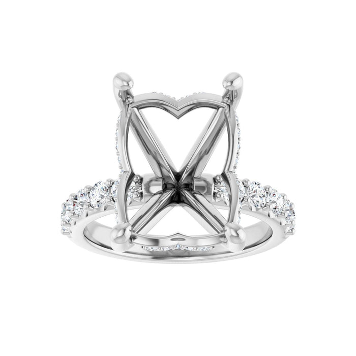 14K White Gold 14x10 mm Emerald 5/8 CTW Lab-Grown Diamond Semi-Set Engagement Ring