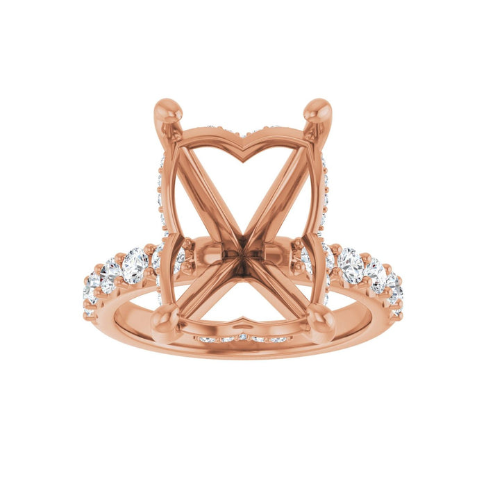 14K Rose Gold 14x10 mm Emerald 5/8 CTW Lab-Grown Diamond Semi-Set Engagement Ring