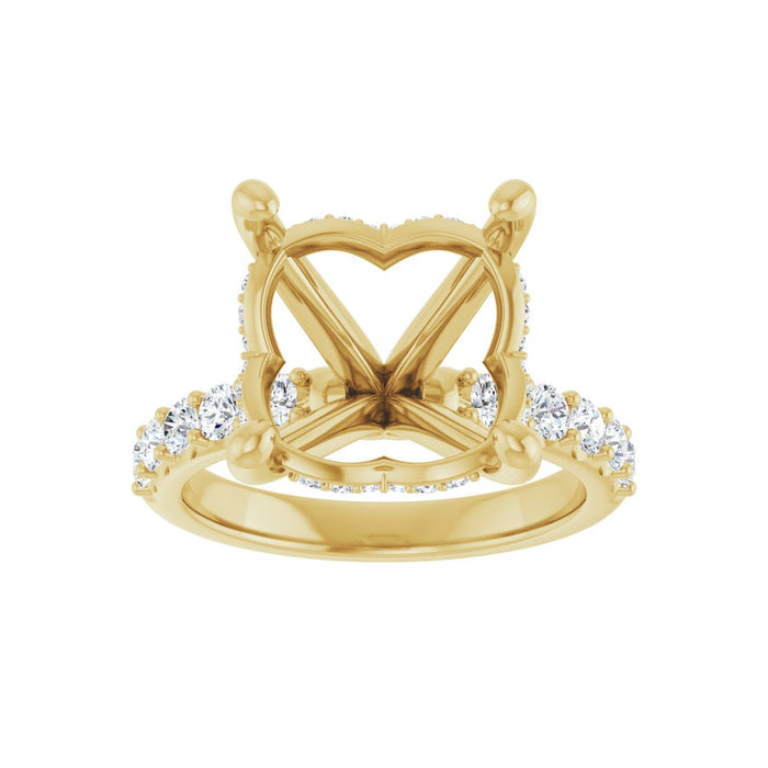 14K Yellow Gold 13 mm Round 5/8 CTW Lab-Grown Diamond Semi-Set Engagement Ring