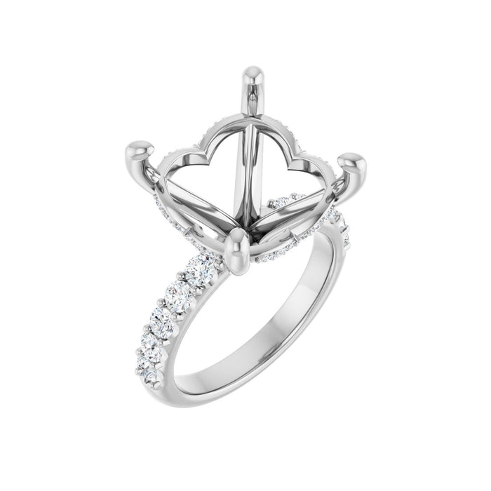14K White Gold 15 mm Round 3/4 CTW Lab-Grown Diamond Semi-Set Engagement Ring