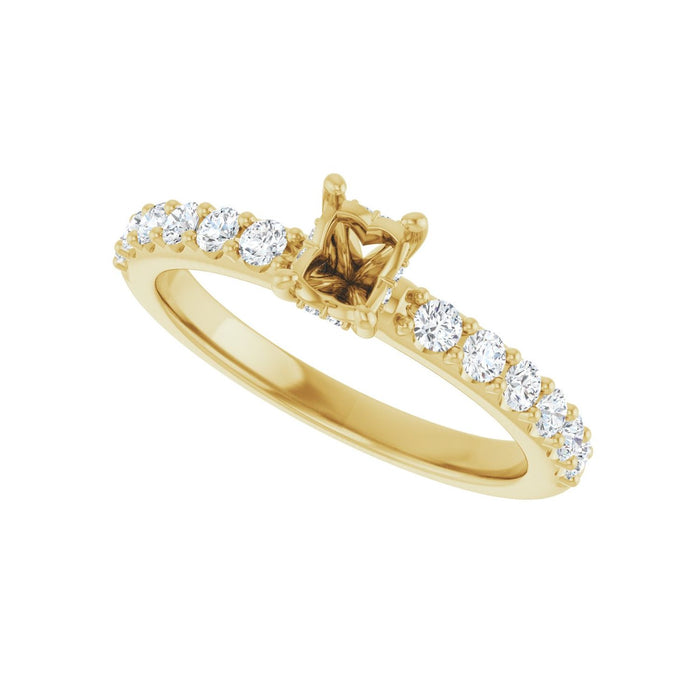 14K Yellow Gold 6x 4 mm Oval 3/8 CTW Lab-Grown Diamond Semi-Set Engagement Ring