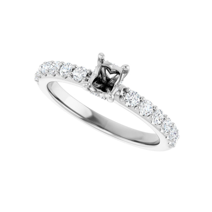 14K White Gold 6x 4 mm Oval 3/8 CTW Lab-Grown Diamond Semi-Set Engagement Ring