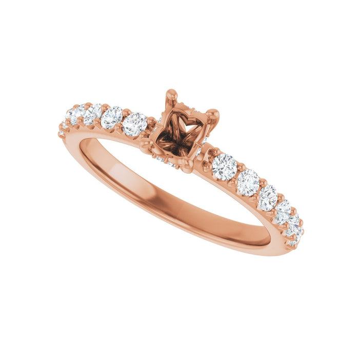 14K Rose Gold 6x 4 mm Oval 3/8 CTW Lab-Grown Diamond Semi-Set Engagement Ring