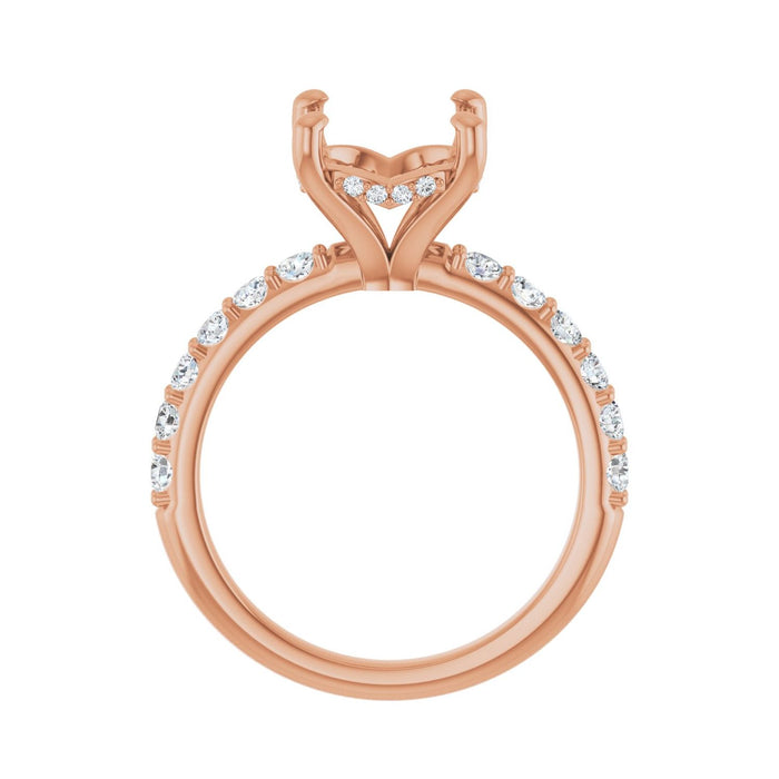 14K Rose Gold 11x 9 mm Oval 5/8 CTW Lab-Grown Diamond Semi-Set Engagement Ring