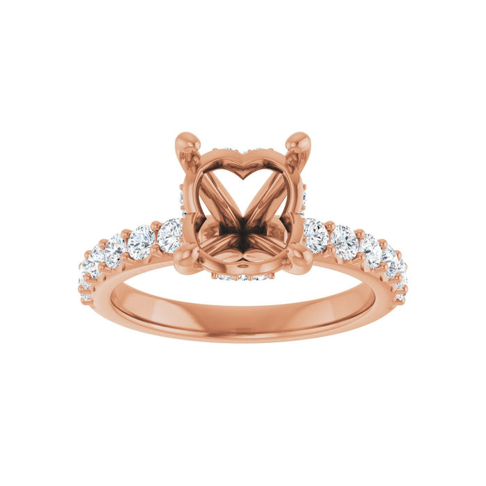 14K Rose Gold 10x 8 mm Oval 5/8 CTW Lab-Grown Diamond Semi-Set Engagement Ring