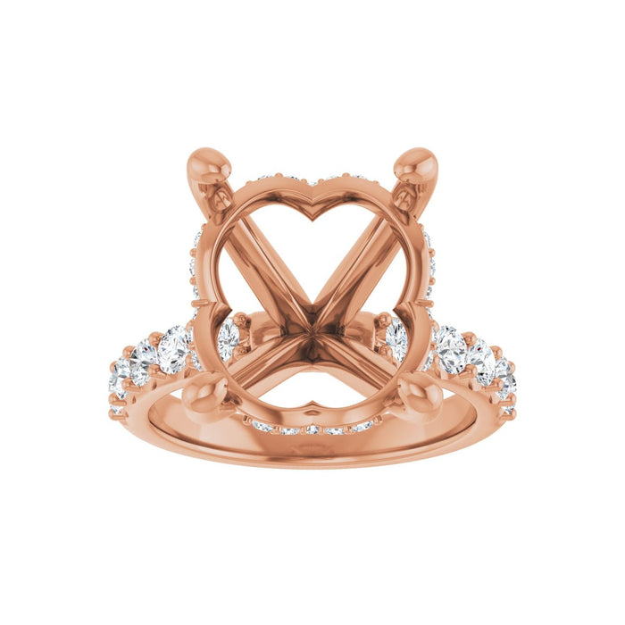 14K Rose Gold 16x 12 mm Oval 3/4 CTW Lab-Grown Diamond Semi-Set Engagement Ring