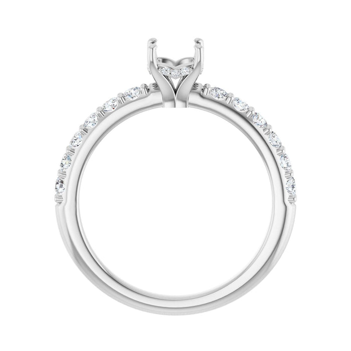 Platinum 5x5 mm Cushion 3/8 CTW Lab-Grown Diamond Semi-Set Engagement Ring