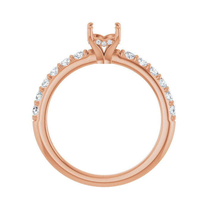 14K Rose Gold 5x5 mm Cushion 3/8 CTW Lab-Grown Diamond Semi-Set Engagement Ring