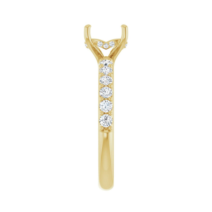 14K Yellow Gold 7x7 mm Cushion 1/2 CTW Lab-Grown Diamond Semi-Set Engagement Ring