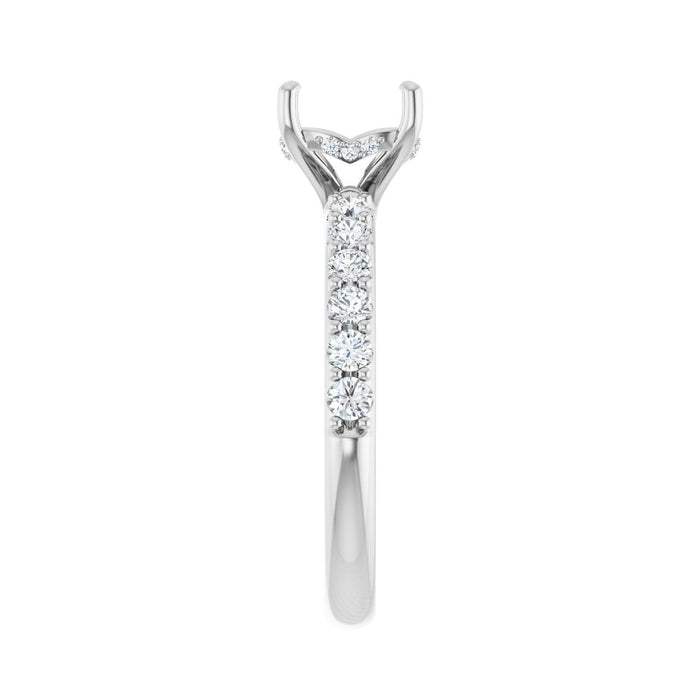14K White Gold 7x7 mm Cushion 1/2 CTW Lab-Grown Diamond Semi-Set Engagement Ring