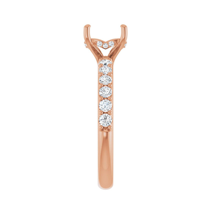 14K Rose Gold 7x7 mm Cushion 1/2 CTW Lab-Grown Diamond Semi-Set Engagement Ring