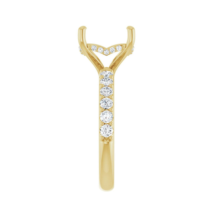 14K Yellow Gold 10x 10 mm Cushion 5/8 CTW Lab-Grown Diamond Semi-Set Engagement Ring