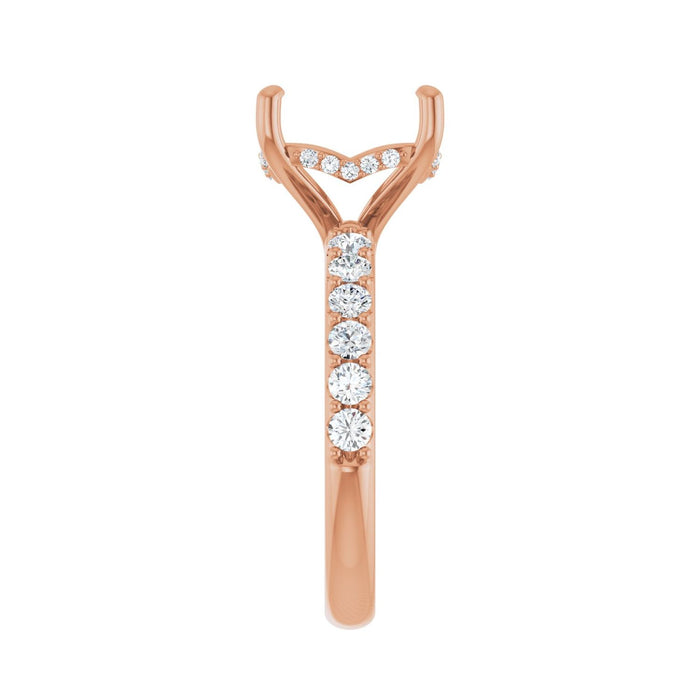 14K Rose Gold 10x 10 mm Cushion 5/8 CTW Lab-Grown Diamond Semi-Set Engagement Ring