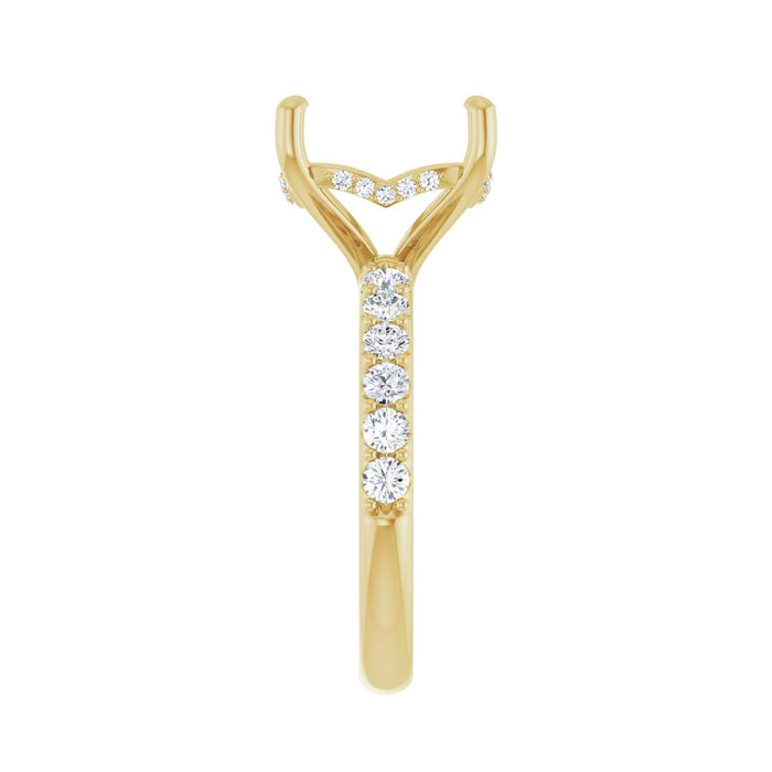 14K Yellow Gold 11x 11 mm Cushion 5/8 CTW Lab-Grown Diamond Semi-Set Engagement Ring