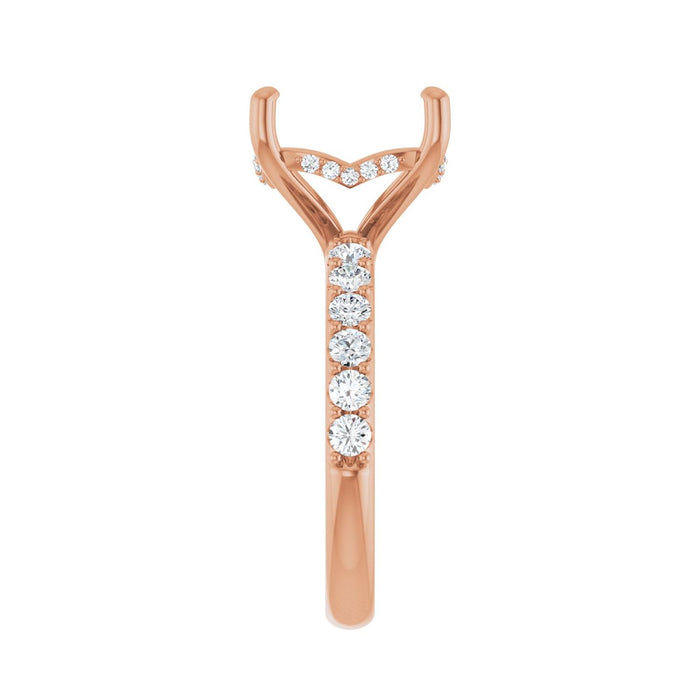 14K Rose Gold 11x 11 mm Cushion 5/8 CTW Lab-Grown Diamond Semi-Set Engagement Ring