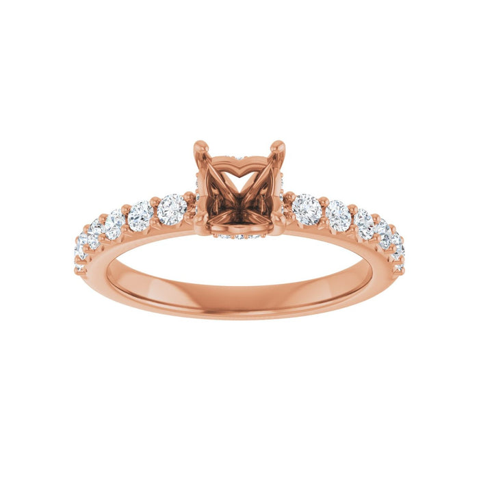 14K Rose Gold 5x 5 mm Asscher 3/8 CTW Lab-Grown Diamond Semi-Set Engagement Ring