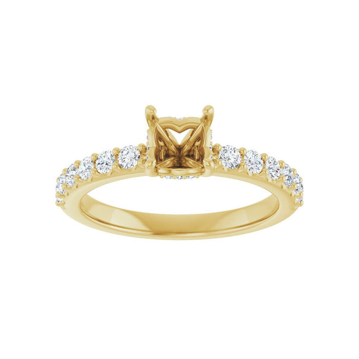 14K Yellow Gold 5x 5 mm Asscher 3/8 CTW Lab-Grown Diamond Semi-Set Engagement Ring