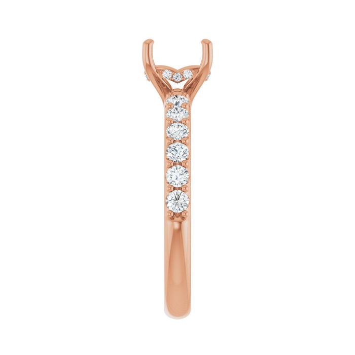14K Rose Gold 6x 6 mm Asscher 1/2 CTW Lab-Grown Diamond Semi-Set Engagement Ring