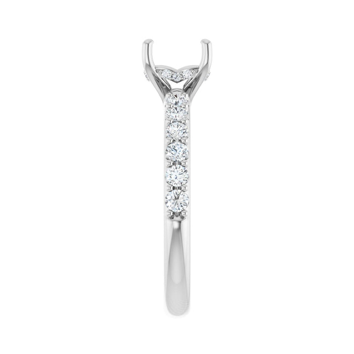 14K White Gold 6x 6 mm Asscher 1/2 CTW Lab-Grown Diamond Semi-Set Engagement Ring