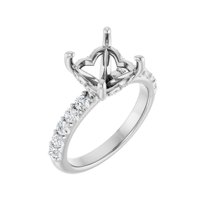 Platinum 8x 8 mm Asscher 1/2 CTW Lab-Grown Diamond Semi-Set Engagement Ring