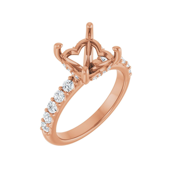 14K Rose Gold 8x 8 mm Asscher 1/2 CTW Lab-Grown Diamond Semi-Set Engagement Ring