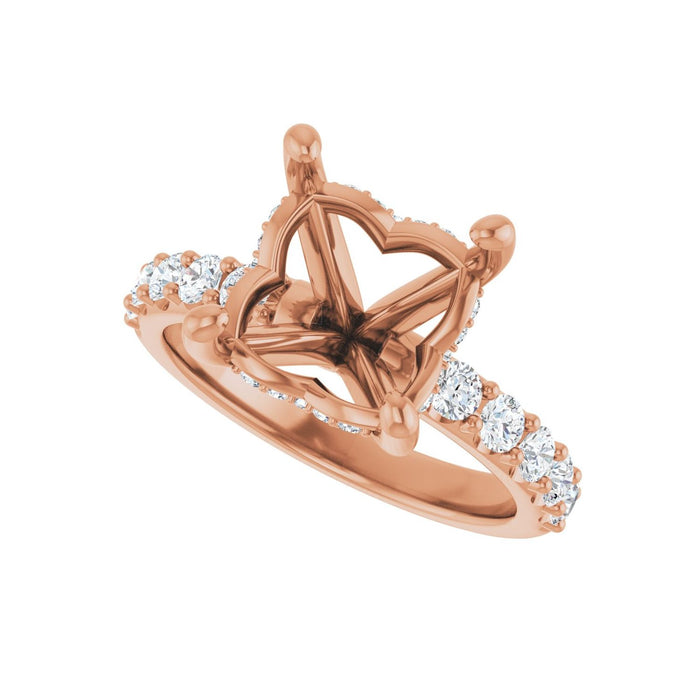 14K Rose Gold 9x 9 mm Asscher 5/8 CTW Lab-Grown Diamond Semi-Set Engagement Ring