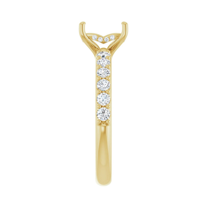14K Yellow Gold 7x5 mm Emerald 1/2 CTW Lab-Grown Diamond Semi-Set Engagement Ring