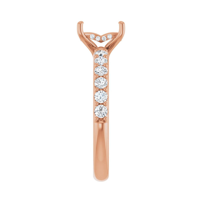 14K Rose Gold 7x5 mm Emerald 1/2 CTW Lab-Grown Diamond Semi-Set Engagement Ring