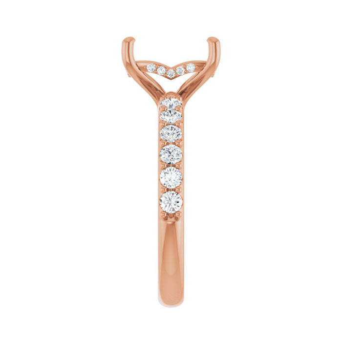 14K Rose Gold 9x7 mm Emerald 1/2 CTW Lab-Grown Diamond Semi-Set Engagement Ring