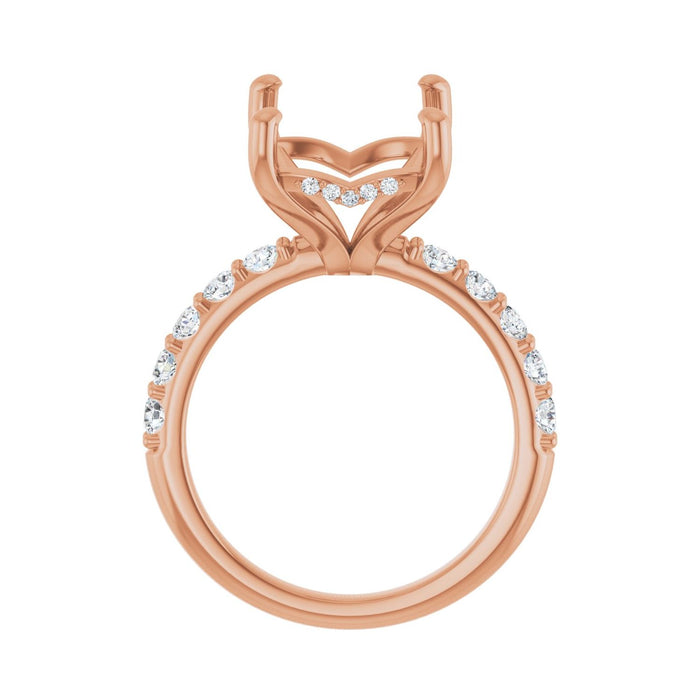 14K Rose Gold 14x10 mm Emerald 5/8 CTW Lab-Grown Diamond Semi-Set Engagement Ring