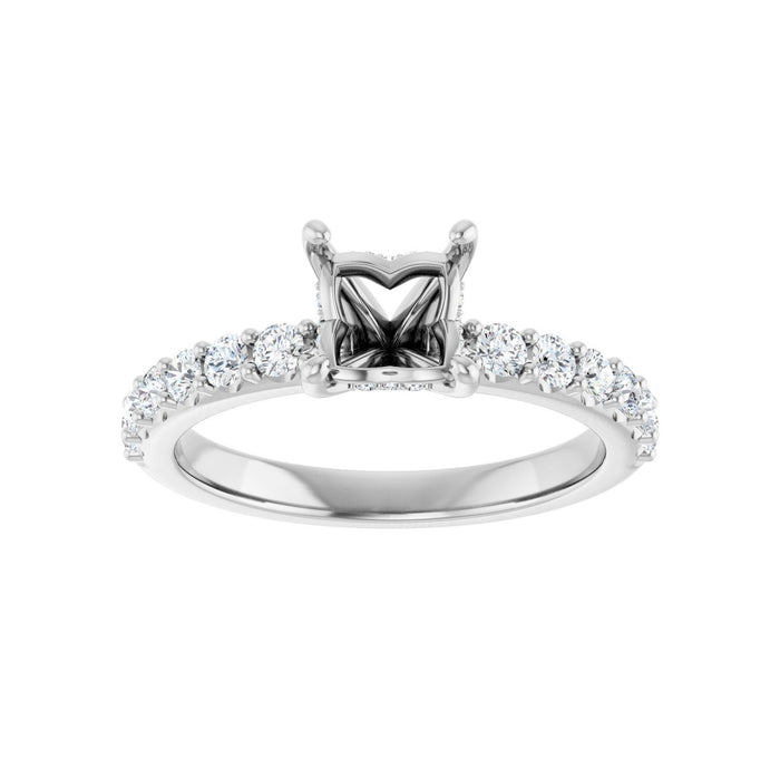 14K White Gold 5x 5 mm Square 1/2 CTW Lab-Grown Diamond Semi-Set Engagement Ring