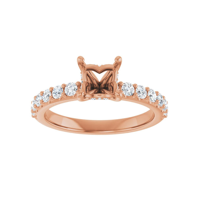 14K Rose Gold 5x 5 mm Square 1/2 CTW Lab-Grown Diamond Semi-Set Engagement Ring